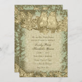 ヴィンテージ·フクロウ·ダマスク結婚式招待状 招待状 (正面/裏面)