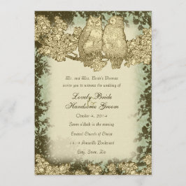 ヴィンテージ·フクロウ·結婚式招待状 招待状
