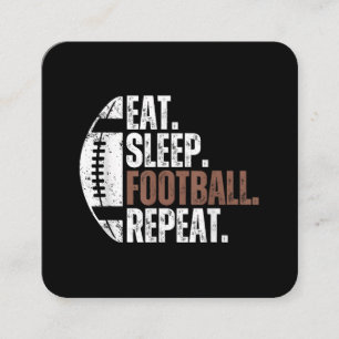 ヴィンテージ フットボール好きのための Eat Sleep Football Repeat デザイン スクエア名刺