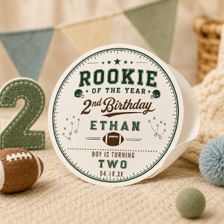 ヴィンテージ フットボール ルーキー 2歳 誕生日 男の子 ラウンドシール