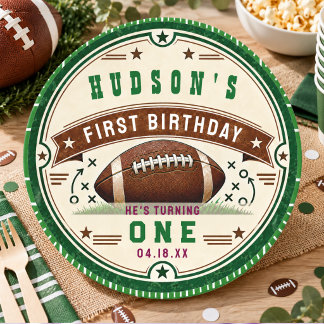 ヴィンテージ フットボール 1歳の誕生日パーティーチケットゲーム ラウンドシール