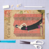 ヴィンテージ・フラッパーの黒いドレス姿のフローラフランスの 薄葉紙 (クラフト)