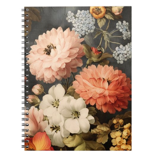 ヴィンテージ フラワーのイラストレーション ミックス ブルーム ノートブック (正面)