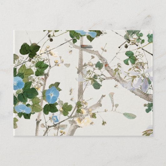 ヴィンテージ フラワーのイラスト ポストカード (正面)