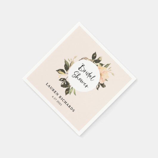 ヴィンテージ フラワーのウェディング シャワーナプキン スタンダードカクテルナプキン (角)