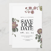 ヴィンテージ フラワーのウェディング セーブザデート (正面/裏面)