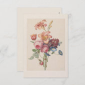 ヴィンテージ フラワーのオランダの美術 水彩画の花束 サンキューカード (正面/裏面)