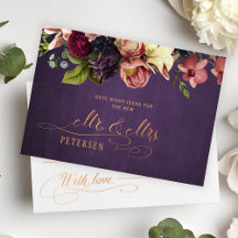 ヴィンテージ フラワーのデート ナイト アイデア ブライダル シャワー カード