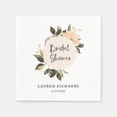 ヴィンテージ フラワーのホワイト ブライダル シャワー ナプキン スタンダードカクテルナプキン (正面)