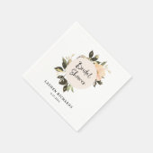 ヴィンテージ フラワーのホワイト ブライダル シャワー ナプキン スタンダードカクテルナプキン (角)