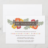 ヴィンテージ フラワーの感謝祭 招待状 (正面/裏面)