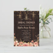 ヴィンテージ フラワーの木の古いランタン ブライダル シャワー 招待状 (スタンド正面)