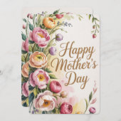 ヴィンテージ フラワーの母の日カード シーズンカード (正面/裏面)