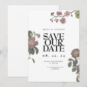 ヴィンテージ フラワーの結婚式 セーブザデート (正面/裏面)