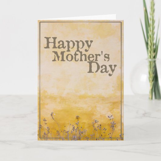ヴィンテージ・フラワーの草原でお母さんの日おめでとう カード (正面)