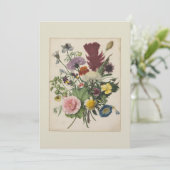 ヴィンテージ フラワーの17世紀スタイルのフラット サンクス カード (スタンド正面)