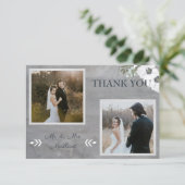 ヴィンテージ フラワーの2枚の写真 サンキューカード (スタンド正面)