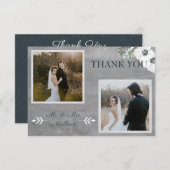 ヴィンテージ フラワーの2枚の写真 サンキューカード (正面/裏面)