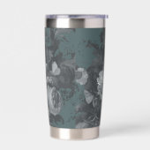 ヴィンテージ フラワースティルライフ アーティスティック スレートグリーン 保温保冷タンブラー (左面)