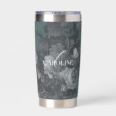 ヴィンテージ フラワースティルライフ アーティスティック スレートグリーン 保温保冷タンブラー (背面)