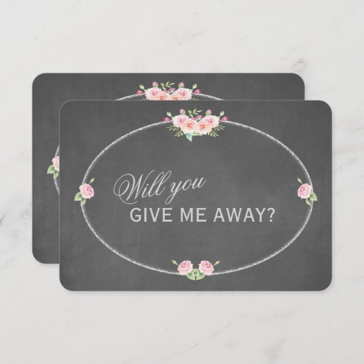 ヴィンテージ フラワーズ チョーク あなたは私を手放してくれますか 招待状 (正面/裏面)