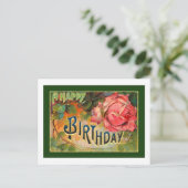 ヴィンテージ フラワーズ ハッピー バースデー ポストカード (スタンド正面)
