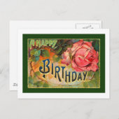 ヴィンテージ フラワーズ ハッピー バースデー ポストカード (正面/裏面)