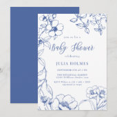 ヴィンテージ フラワーズ ベイビー シャワー 招待状 (正面/裏面)