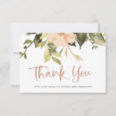 ヴィンテージ フラワーピオニー | エレガントな ブライダルシャワー サンキューカード (正面)