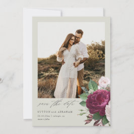 ヴィンテージ フラワーフォト ウェディング セーブザデート 招待状