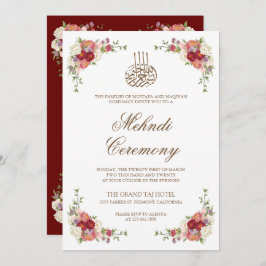 ヴィンテージ フラワーブーケ ボーダー イラーム・メヘンディ 招待状