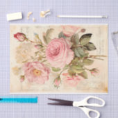 ヴィンテージ フラワーブーケ ローズ付き 薄葉紙 (クラフト)