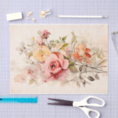 ヴィンテージ フラワーブーケ ローズ付き 薄葉紙 (クラフト)