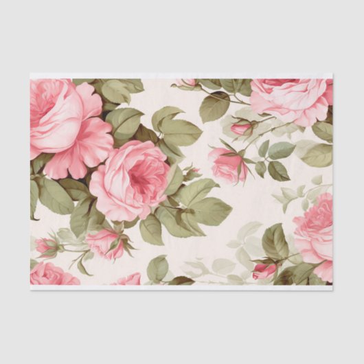 ヴィンテージ フラワーブーケ ローズ付き 薄葉紙 (正面)