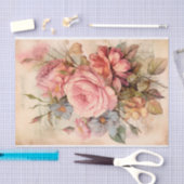 ヴィンテージ フラワーブーケ ローズ付き 薄葉紙 (クラフト)