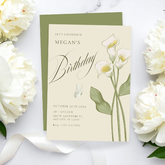 ヴィンテージ フラワーボタニカル バースデー 招待状