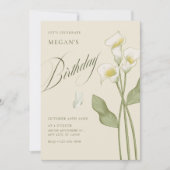 ヴィンテージ フラワーボタニカル バースデー 招待状 (正面)