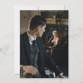 ヴィンテージ フラワーマゼンタ クレスト モノグラム ウェディング 招待状 (裏面)