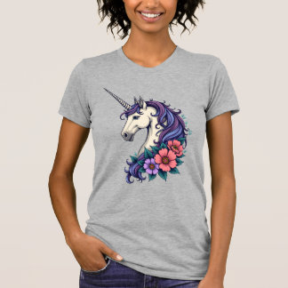 ヴィンテージ フラワーユニコーン ポートレート サイケデリック ファンタジー Tシャツ