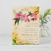 ヴィンテージ フラワーリースの出欠返信カード 招待状 (スタンド正面)