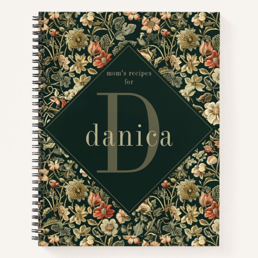 ヴィンテージ フラワーレース ウィリアム モリス ファミリーレシピ ノートブック (正面)