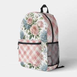 ヴィンテージ フラワーローズ ライラックの花 プリントバックパック