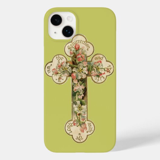 ヴィンテージ フラワーローズ 十字架 Case-Mate iPhoneケース (裏面)