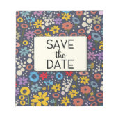 ヴィンテージ フラワー柄のSave the Date ノートパッド (正面)