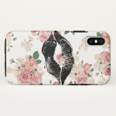 ヴィンテージ フラワー柄 ブラック リップキス Case-Mate iPhoneケース (裏面(横))
