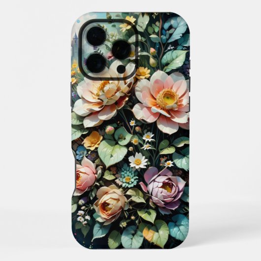 ヴィンテージ フラワー柄 iPhoneケース (裏面)