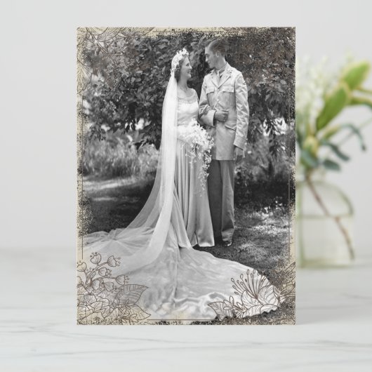 ヴィンテージ フラワー アニバーサリー セレブレーション 招待状 (スタンド正面)