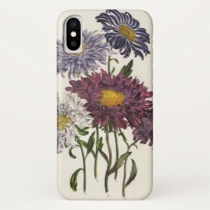 ヴィンテージ フラワー、アンティーク パープルのシオンの花 iPhone X ケース