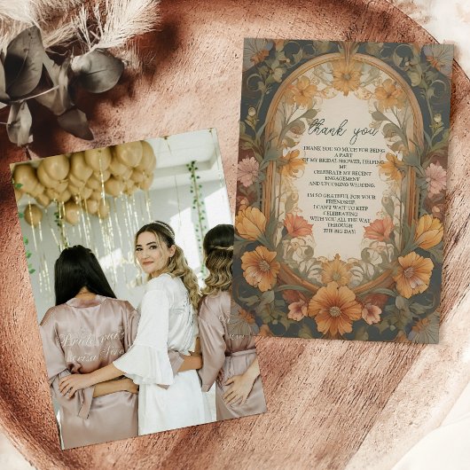 ヴィンテージ フラワー アールヌーヴォー ウェディング シャワー フォト サンキューカード