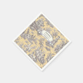 ヴィンテージ フラワー イエロー グレー トワール ド ジュー スタンダードカクテルナプキン (角)